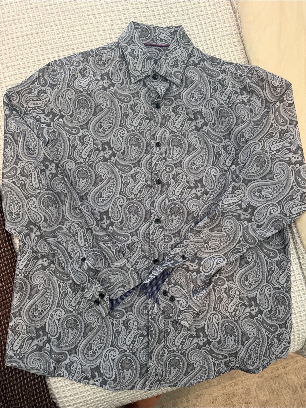 Tasso Elba Gray Paisley Button-Up Shirt